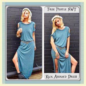 Free People Kick Around Maxi Dress Blue S
